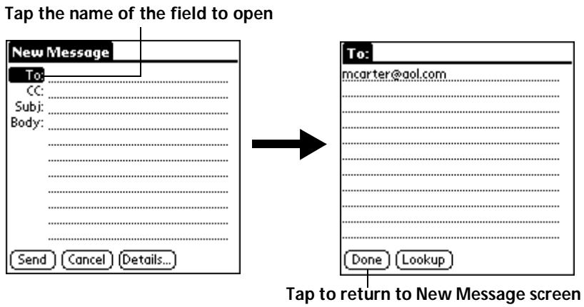 PALM V - Enter the e-mail address of the recipient. - 2