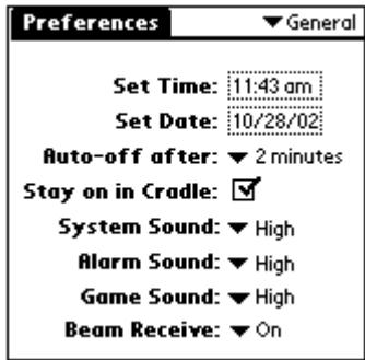 PALM V - To change the cradle setting: - 1