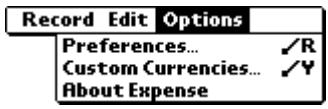 PALM V - Options menu - 1