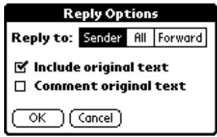 PALM V - To reply to an e-mail item: - 1