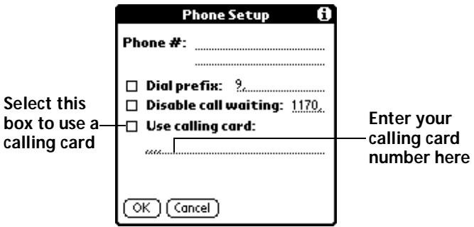 PALM V - To use a calling card: - 1