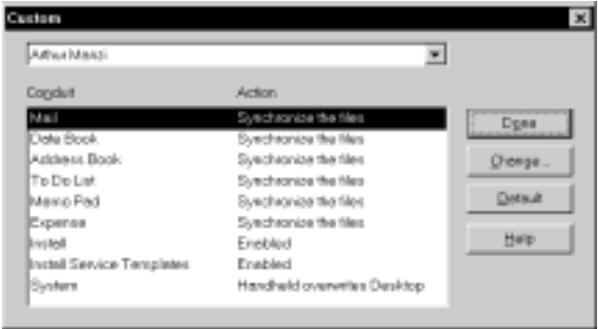 PALM V - To customize HotSync application settings: - 1