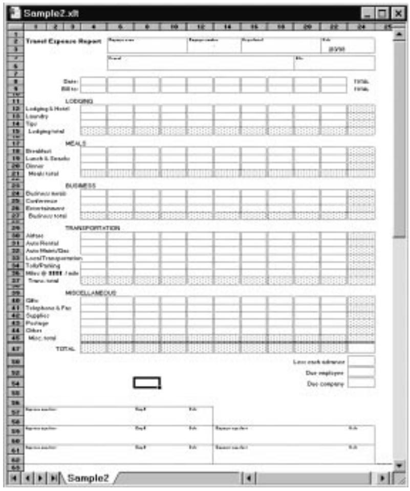 PALM V - Using expense report templates - 1