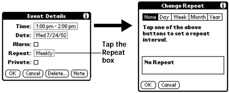 PALM V - Scheduling repeating or continuous events - 1