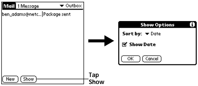 PALM V - To show the Date column: - 1