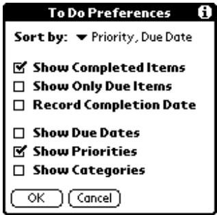 PALM V - To change the Show Options settings: - 1