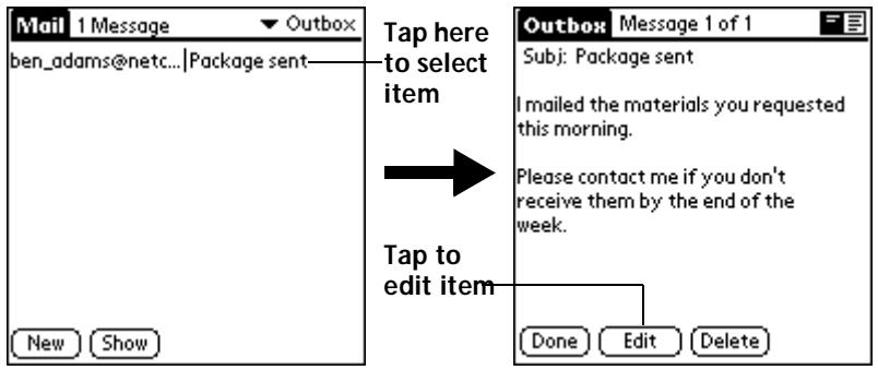 PALM V - To retrieve an e-mail item: - 2