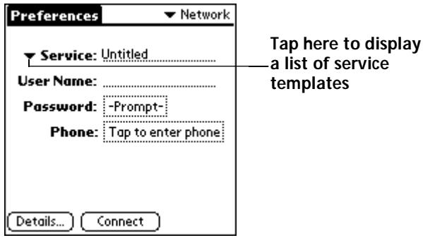 PALM V - To select a service: - 1