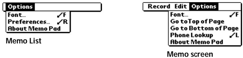 PALM V - Options menus - 1