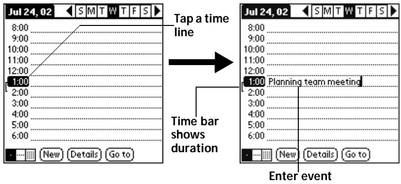 PALM V - To schedule an event for the current day: - 1