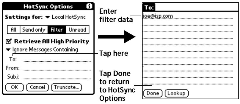 PALM V - To define a filter string: - 3
