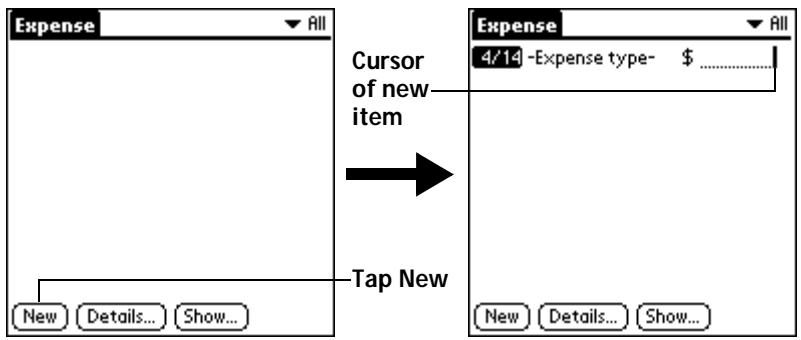 PALM V - To create an Expense item: - 1