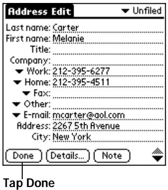 PALM V - To create a new Address Book entry: - 3