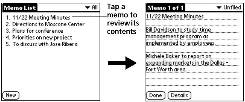 PALM V - To review a memo: - 1