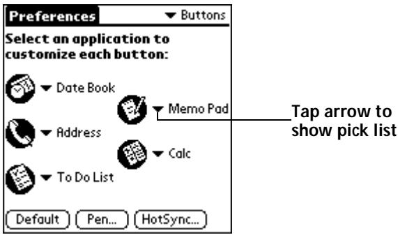 PALM V - To change the Buttons preferences: - 1