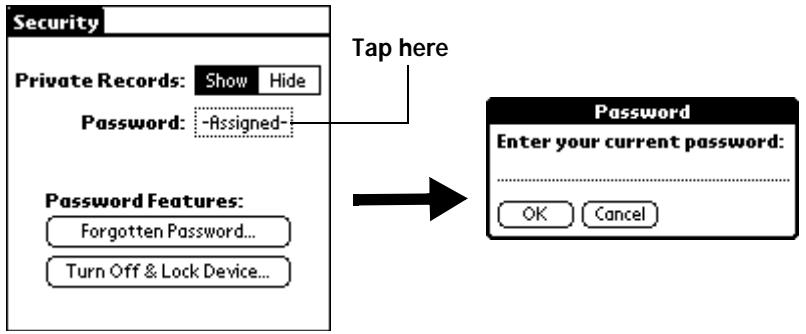 PALM V - To change or delete your password: - 1