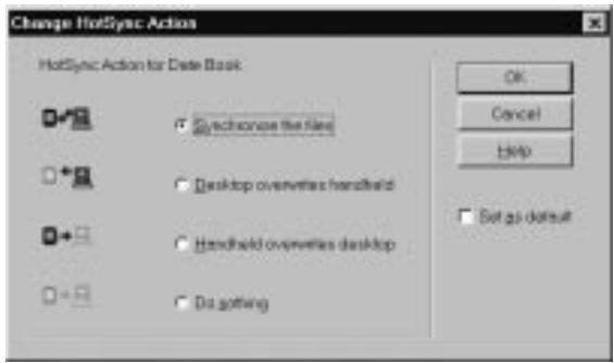 PALM V - To customize HotSync application settings: - 2
