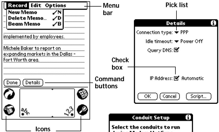 PALM V - Elements of the organizer interface - 1