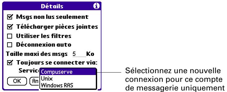 PALM VERSAMAIL - Sélection d'un autre service pour un compte de messagerie donné - 4