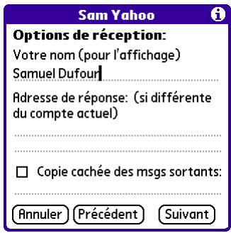 PALM VERSAMAIL - Pour configurer les options de courrier sortant : - 1