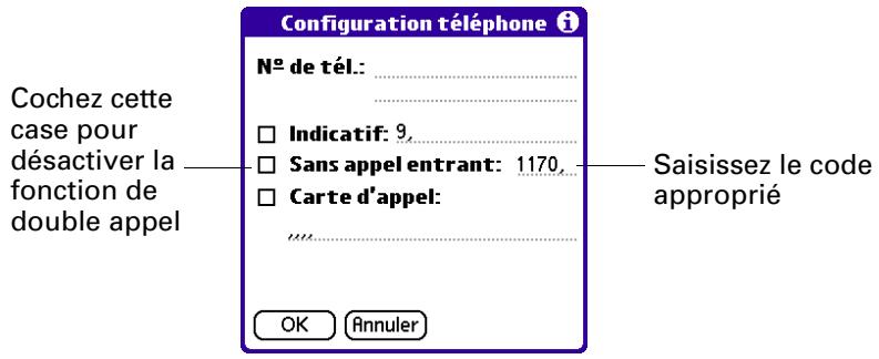 PALM VERSAMAIL - Pour désactiver le service double appel : - 1