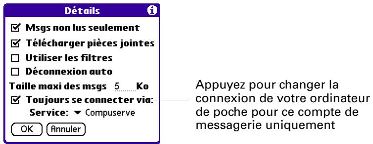 PALM VERSAMAIL - Sélection d'un autre service pour un compte de messagerie donné - 3