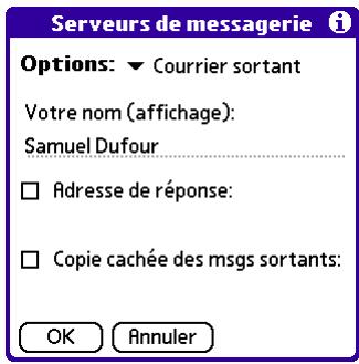 PALM VERSAMAIL - Pour configurer les paramètres du serveur de messagerie sortant (SMTP) : - 2
