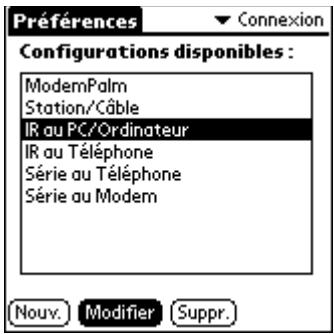 PALM VERSAMAIL - Pour modifier la connexion IR au téléphone : - 1