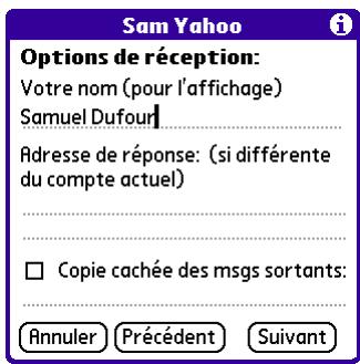 PALM VERSAMAIL - Pour configurer les options de courrier sortant : - 1