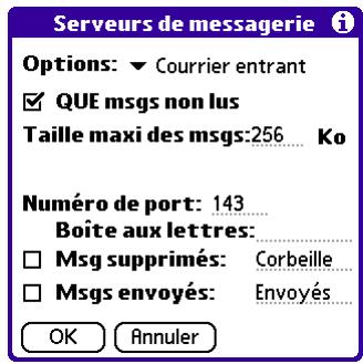 PALM VERSAMAIL - Pour modifier l'adresse électronique et les paramètres du serveur de messagerie : - 5
