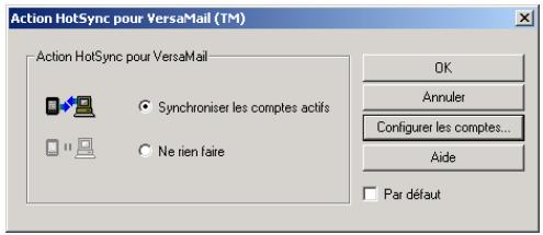 PALM VERSAMAIL - Définition des options de synchronisation et des paramètres de comptes - 1