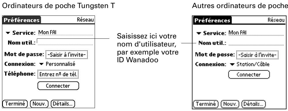 PALM VERSAMAIL - Pour saisir un nom d'utilisateur : - 1