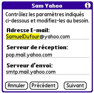 PALM VERSAMAIL - Modification du nom du serveur de courrier entrant et du nom du serveur de courrier sortant - 1