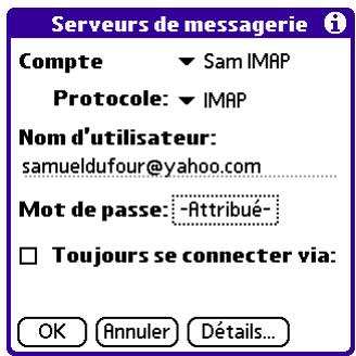 PALM VERSAMAIL - Pour modifier votre nom d'utilisateur ou votre mot de passe : - 1