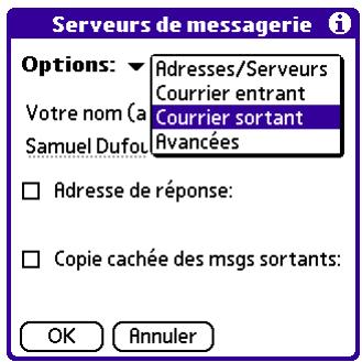 PALM VERSAMAIL - Pour configurer les paramètres du serveur de messagerie sortant (SMTP) : - 1