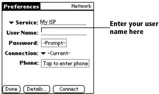 PALM VX - To enter a user name: - 1