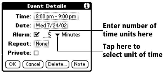 PALM VX - To set an alarm for an event: - 1