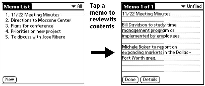 PALM VX - To review a memo: - 1