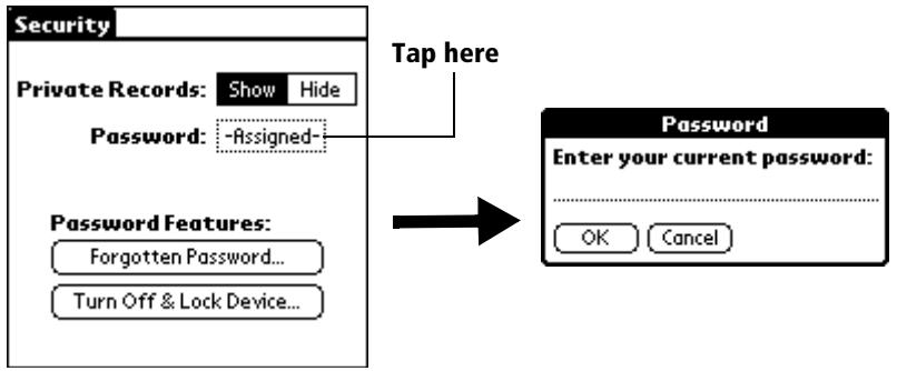 PALM VX - To change or delete your password: - 1