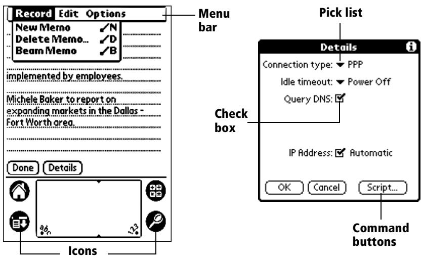 PALM VX - Elements of the organizer interface - 1