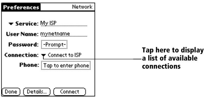 PALM VX - To select a connection: - 1