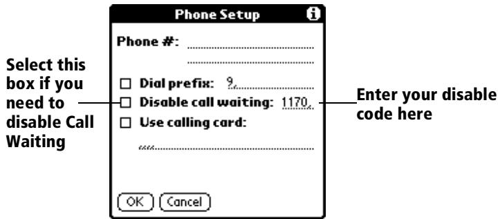 PALM VX - To disable Call Waiting: - 1