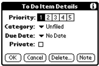 PALM VX - To display the To Do Item Details dialog box: - 1