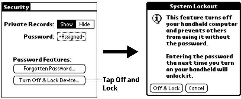 PALM VX - To lock your organizer with a password: - 1