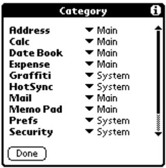 PALM VX - To categorize an application: - 1