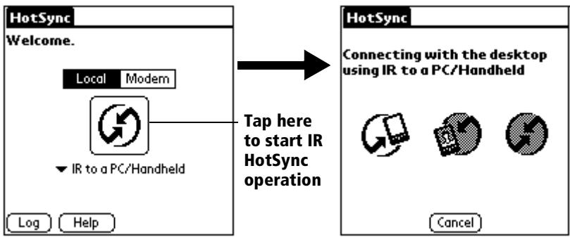 PALM VX - To perform an IR HotSync operation: - 1
