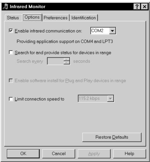 PALM VX - To check the ports used for infrared communication: - 1