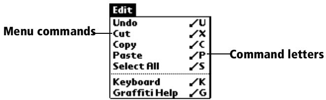 PALM VX - Graffiti menu commands - 1