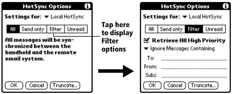 PALM VX - To access the special filter settings: - 1