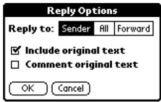 PALM VX - To reply to an e-mail item: - 1